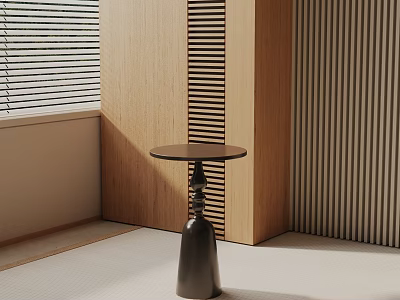 Elegant Modern Side Table With Unique Metal Base And Wooden Top For Minimalist Living Space 3d model