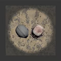 Two Stylish Helmets Metallic Silver And Pink Weathered Design On Sandy Base