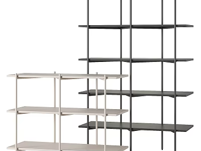 Modern Metal Frame Black And White Multi Level Open Shelving Units For Storage 3d model