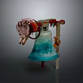 Detailed Artistic Bell Shaped Sculpture With Blue Body And Red White Structure