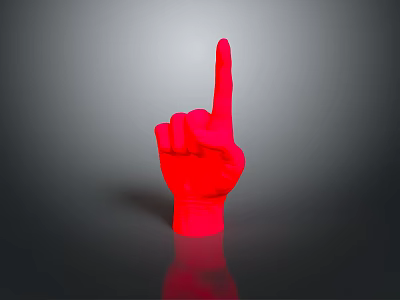Medical Device Red Hand Gesture Model with Raised Index Finger Design 3d model