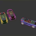 Yellow Purple And Blue Convertible Sports Cars With Modern Design On Gray Background