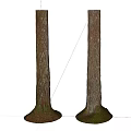 Two Arbor Trunks With Natural Bark Texture And Moss Covered Base On White Background 3d model