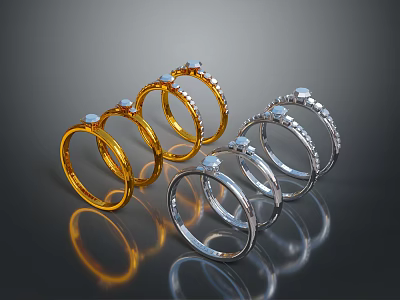 Elegant Shiny Gold And Silver Decorative Rings For Daily Life Accessories 3d model