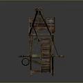 Ancient Wooden Water Wheel Traditional Structure With Rotating Wheel And Lifting Mechanism