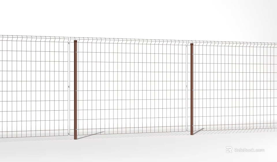Durable Wire Mesh Fence With Metal Posts For Outdoor Garden Security 3d model 