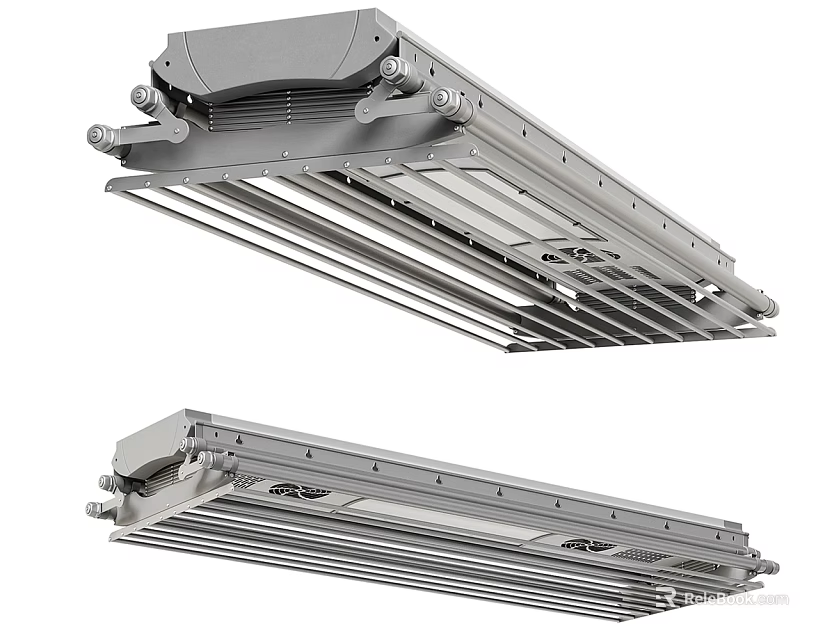 Modern Durable Metal Clothes Rack With Ceiling Mounted Design And Multiple Functional Bars 3d model