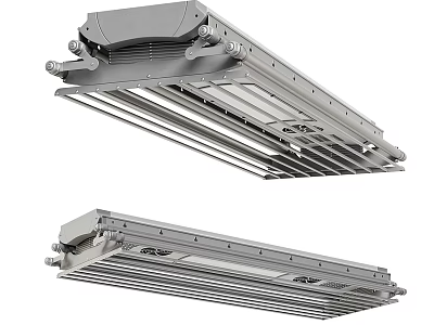 Modern Durable Metal Clothes Rack With Ceiling Mounted Design And Multiple Functional Bars 3d model