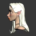 Fantasy Female Character With Long White Hair And Green Eyes