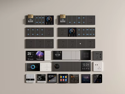 Modern Switch Panels With Digital Displays Temperature Control And Time Function 3d model