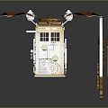 TARDIS Themed Decorative Structure With Red Umbrella Roof White Frame Wooden Door And Arch Design