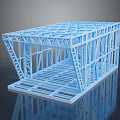 Blue Steel Structure Frame With Grid Design And Building Skeleton Support Beams 3d model