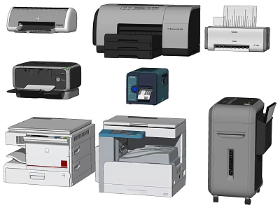 Essential Office Appliances Including Printers Scanners Shredders And Multifunction Devices 3d model