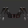 Mechanical Spider With Metal Legs Red And Black Body Detailed Joints