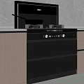 Modern Kitchen Design With Black Integrated Stove Cabinet And Frying Pan