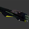 Futuristic Black Spaceship With Yellow Accents Transparent Cockpit And Dual Engines