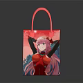 Vibrant Pink Shopping Bag With Anime Character Print And Stylish Design