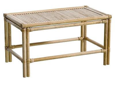 Natural Bamboo Coffee Table with Slatted Top Simple Structure and Functional Design 3d model