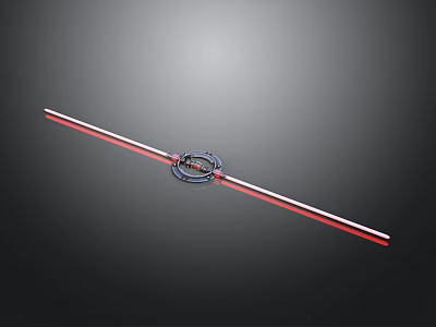 Black Mechanical Ring Component With Red Stripes And Central Structure 3d model
