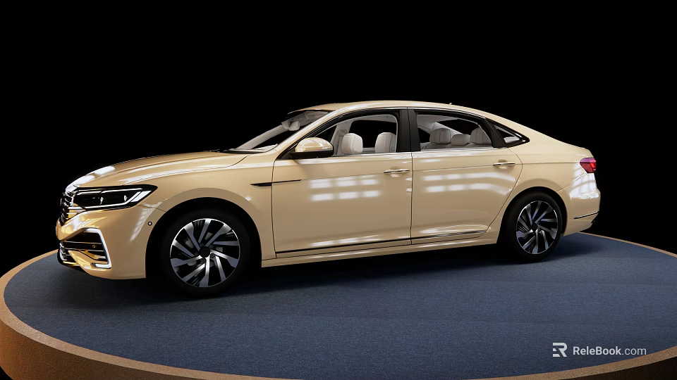 Beige Luxury Sedan With Sleek Design Light Interior And Black Alloy Wheels 3d model 