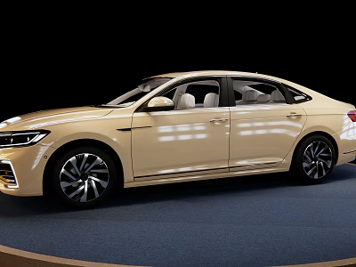 Beige Luxury Sedan With Sleek Design Light Interior And Black Alloy Wheels 3d model