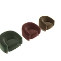 Modern Green Velvet Armchair With Rounded Arms And Wooden Legs Design