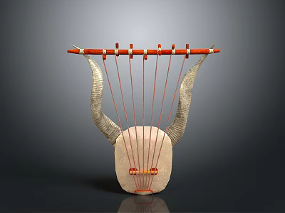 Curved Silver Decorative Household Item With Red String Accents And Round Base Design 3d model