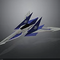 Futuristic Blue And White Spacecraft With Multiple Wings And Aerodynamic Structure For Cosmic Exploration