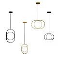 Modern Circular Ring Pendant Lights in Black and Gold for Interior Decor