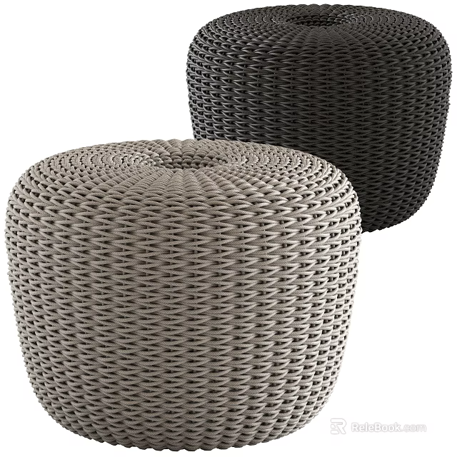 Stylish Woven Stools in Gray and Black for Modern Living Areas 3d model 