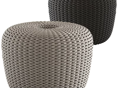 Stylish Woven Stools in Gray and Black for Modern Living Areas 3d model