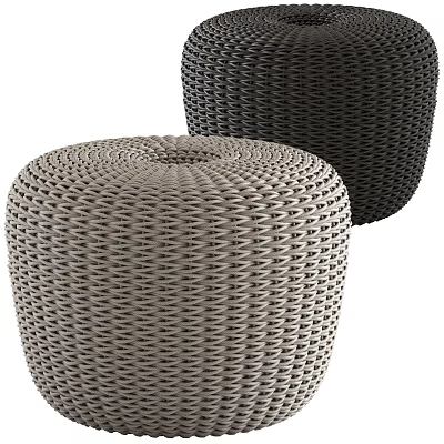 Stylish Woven Stools in Gray and Black for Modern Living Areas 3d model