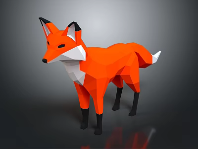 Orange Low Poly Fox 3D Model With Black Ears Legs And White Tail Tip 3d model