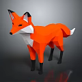 Orange Low Poly Fox 3D Model With Black Ears Legs And White Tail Tip