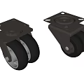 Heavy Duty Commercial Equipment Casters With Black Double Wheels And Mounted Base