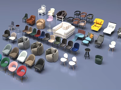 Modern Leisure Sofa Set With Multiple Styles And Colorful Living Room Seating Options 3d model