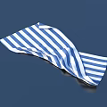 Blue and White Striped Fabric Wrinkle Texture On Dark Reflective Background