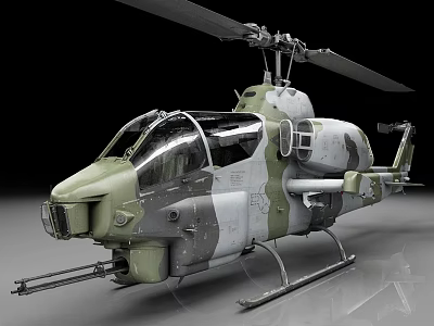 Detailed Camouflage Military Helicopter Featuring Rotor Blades And Armament Details 3d model
