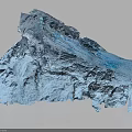 Blue Ice Terrain With Rough Surface Texture And Crystalline Frozen Structure 3d model