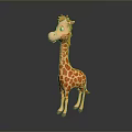 Cute 3D Cartoon Giraffe Character Animated Creature With Orange Spots And Red Mane