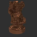 Intricate Bronze Castle Chess Rook Piece For Board Game Entertainment