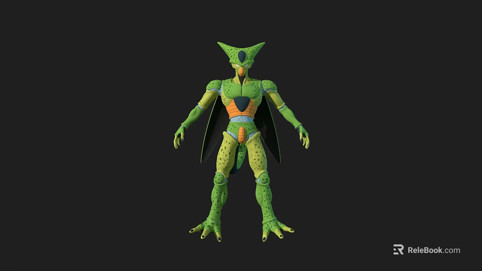Green Reptilian Game Movie Character With Scaled Battle Suit And Unique Head Shape 3d model 