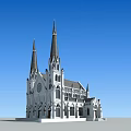Christian Church Building With Twin Spires White Exterior And Circular Rose Window