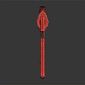 Red Long Sword with Black and Red Decorations Shiny Blade on Dark Reflective Surface 3d model