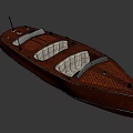 Vintage Wooden Boat With Leather Seats And Shiny Deck For Recreational Use