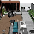 Serene Garden Landscape Design With Courtyard Green Plants Seating And Water Feature