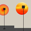 Modern Downlights Spotlights With Pink Orange Circular Light Projections On Light Colored Walls Gray Floor