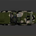 Camouflage Painted Six Wheel Military Vehicle With Roof Mounted Equipment And Rugged Design