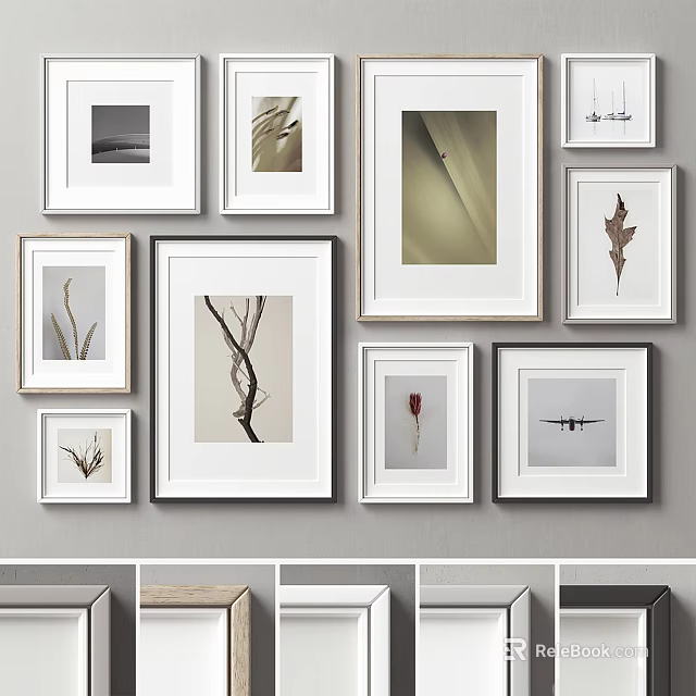 Abstract Paintings Framed Wall Display With Natural Elements And Minimalist Design 3d model 