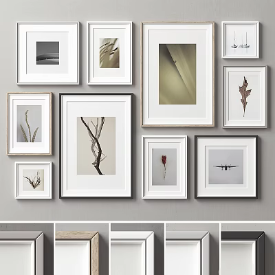 Abstract Paintings Framed Wall Display With Natural Elements And Minimalist Design 3d model